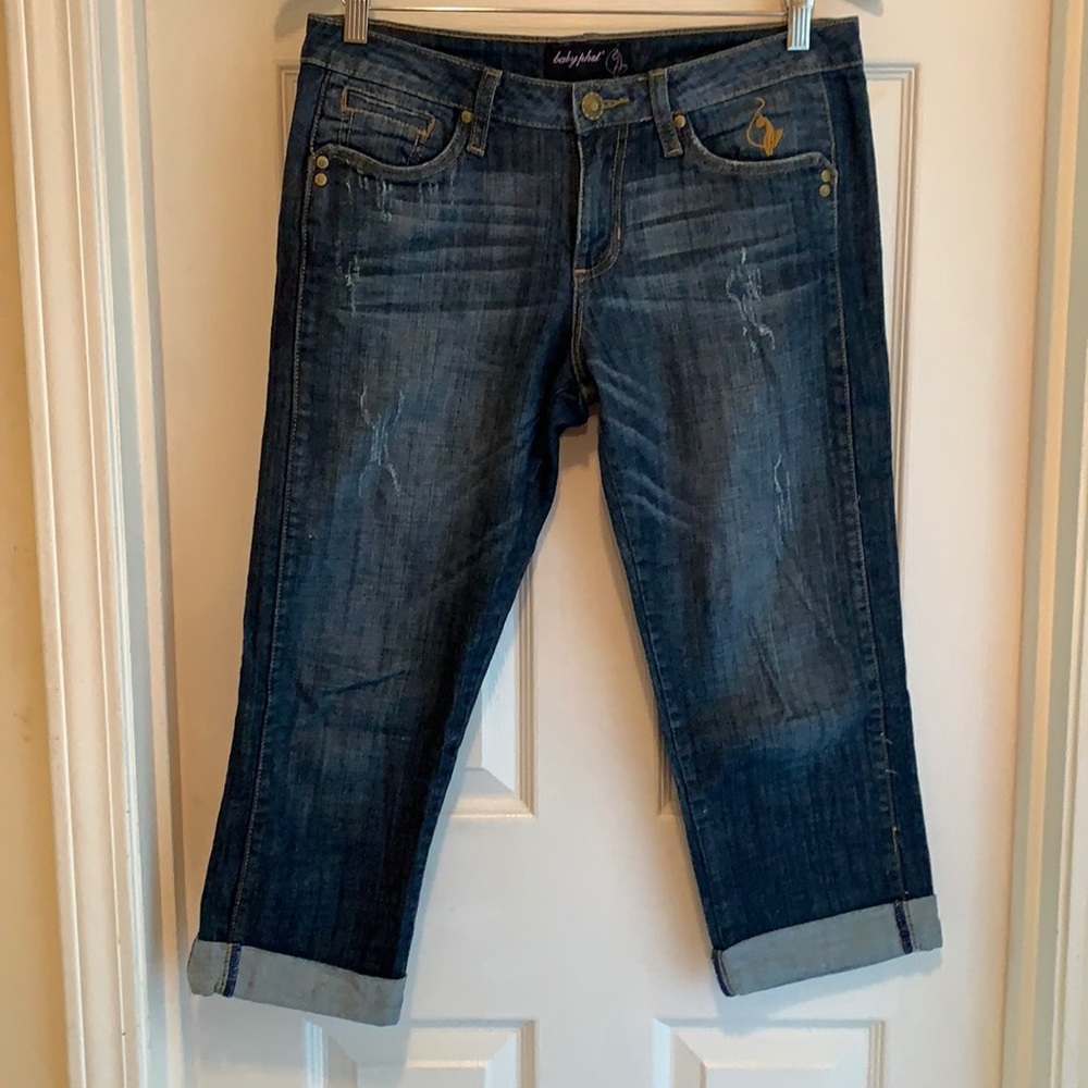Baby Phat Uniquely Distressed Washed Capri Denim Jeans